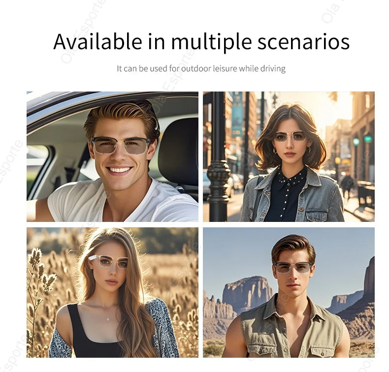 Ola Esporte Bluetooth Smart Glasses Automatic Adjustment AI Voice Music Eyewear Waterproof Call Eyeglass For Anti-blue Light New