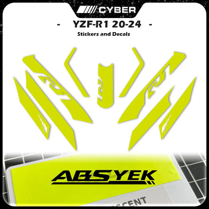 Fairing Shell Sticker Decal Hollow Line Design Front Full Vehicle Sticker All Logos For YAMAHA YZFR1 YZF-1000 R1 2020-2023