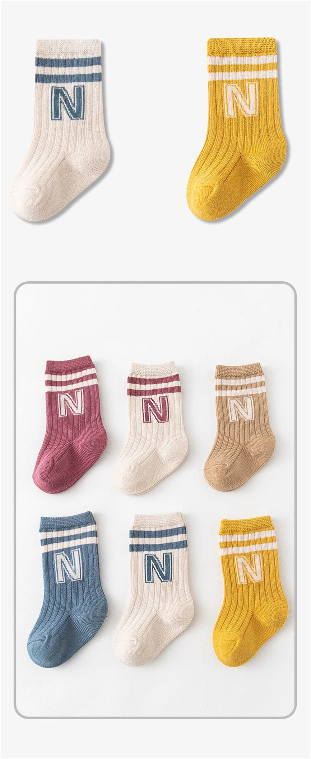 3Pair/Lot Baby Socks Knit Soft Letter Socks Baby Middle Tube Stockings Long Socks for Infant Toddler Boys Baby Girl Accessories