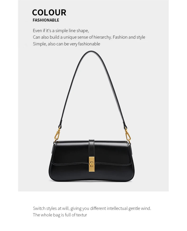 Toptrends Elegant Genuine Leather Underarm Shoulder Bags For Women 2025 Luxury Designer Crossbody Purses Saddle Ladies Handbags