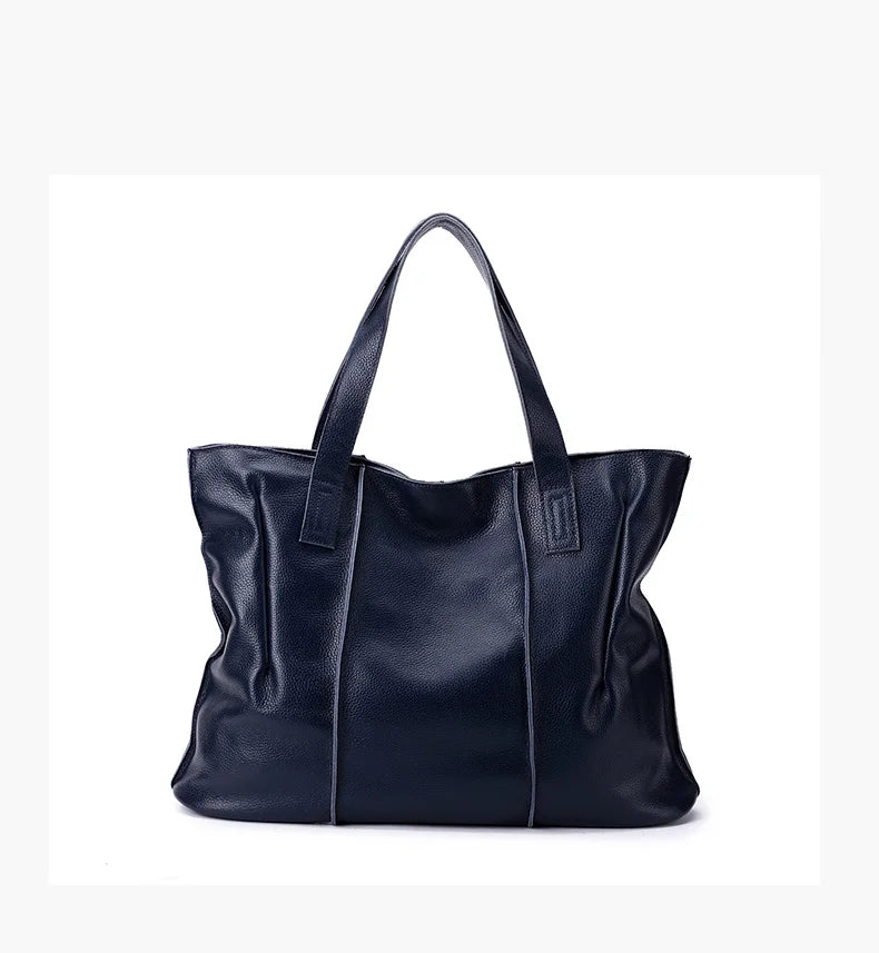 Women's Luxury Designer Natural Cowhide Soft Handbag Famale Fashion Shoulder Bag Ladies Cow Leather Large Capacity Tote Bag