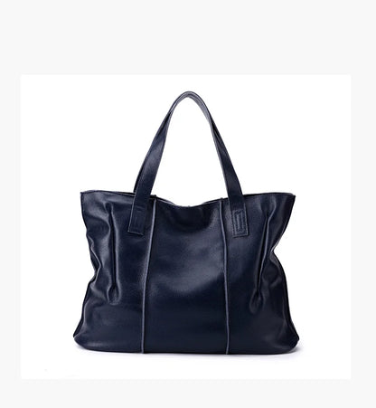 Women's Luxury Designer Natural Cowhide Soft Handbag Famale Fashion Shoulder Bag Ladies Cow Leather Large Capacity Tote Bag