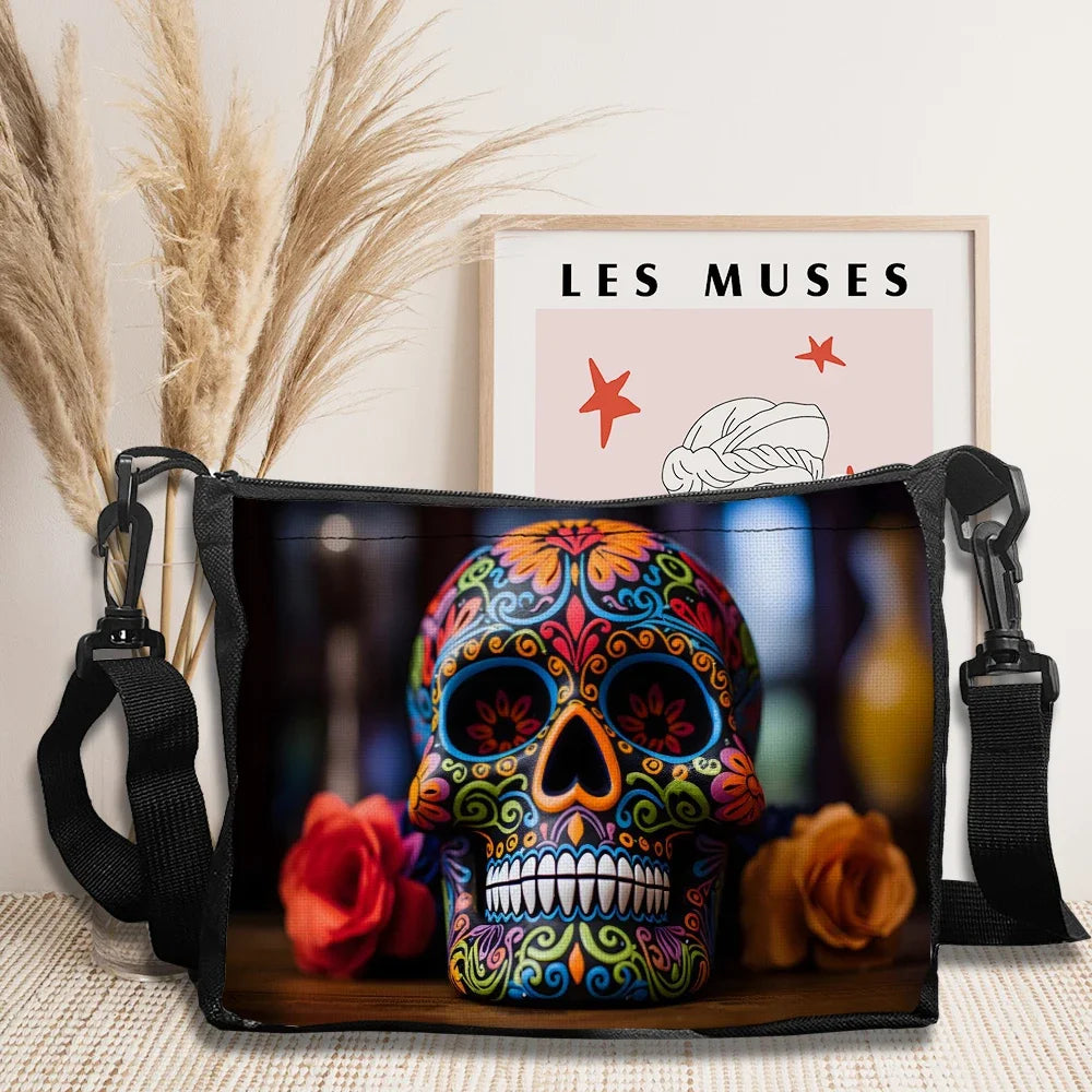 Stylish Skull Print Crossbody Bag Shoulder Bags Large Capacity Women Handbag Portable Storage Bag Messenger Bag Gift