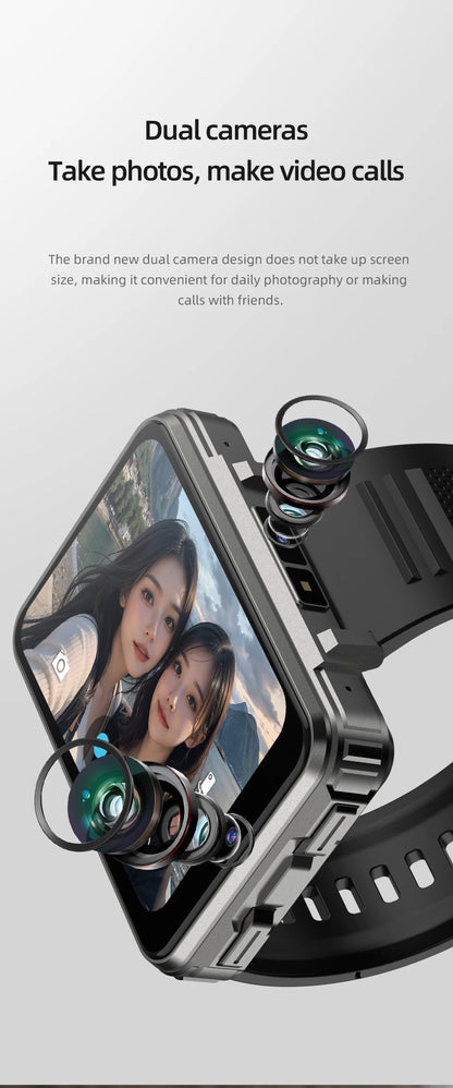 VP999 Ultra Large Screen Smart Watch 4G Dual Camera 64GB Face Recognition Unlock 1400mAh Maps 2.4 inch Touch Screen Smartwatch