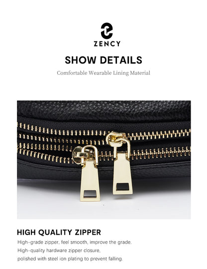 Zency Women Soft Leather Elegant Small Handbags Roomy Crossbody Bag With High Quality Vintage Hardware For Girls Leisure Purses