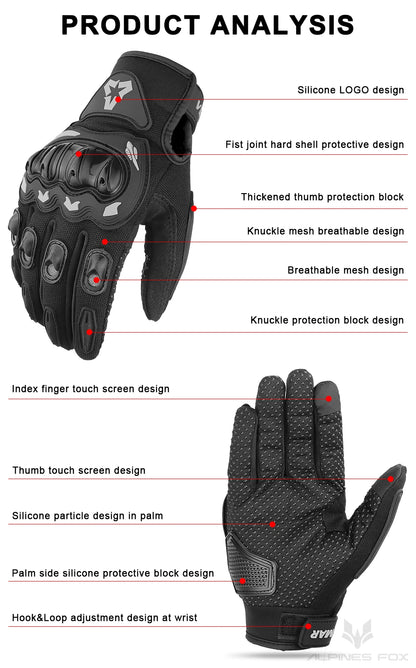 VEMAR Summer Motorcycle Gloves Men Black Full Finger Touchscreen Cycling ATV MTB Guantes Moto Luvas Bike Riding Glove Women Red