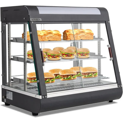 Unique features-26" Commercial Food Warmer Display Pizza Warmer, 3-Tier Electric Countertop Food Warmer w/LED Lighting