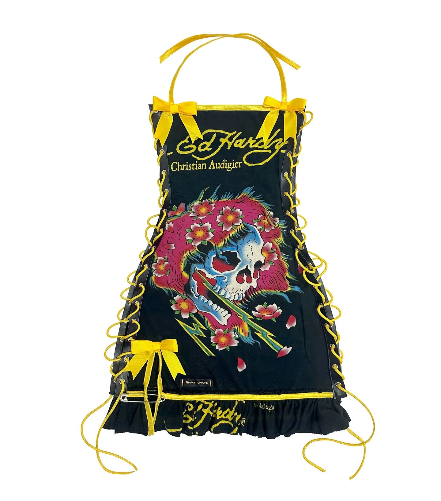 Joskaa Halter Printed Y2k Line Up Wacky Contrast Dress Women Gothic Party Sexy Hollow Bandage Halloween Makeup Dresses Outwear