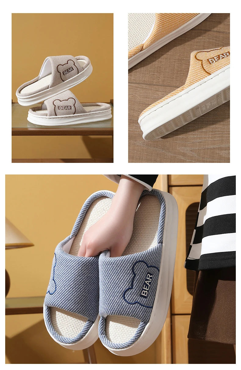 Platform Women's Slippers Flats Indoor Spring Summer Luxury Designer Shoes Girls Casual Soft Sole Cartoon Home Slides Elegant