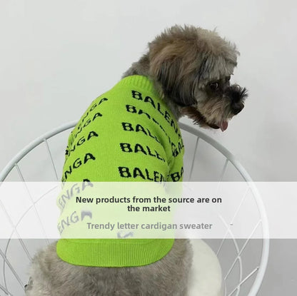Pet Trendy Brand CC Letter Bear Head Autumn/Winter Warm Teddy Pomeranian Dog Cat Small Dog Sweater