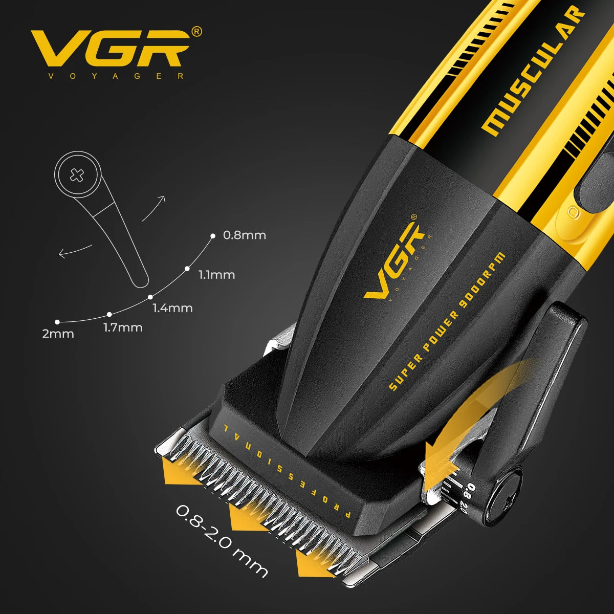 VGR Hair Trimmer Professional Hair Cutting Machine Electric Clippers Cordless Barber Haircut Rechargeable Trimmer for Men V-285