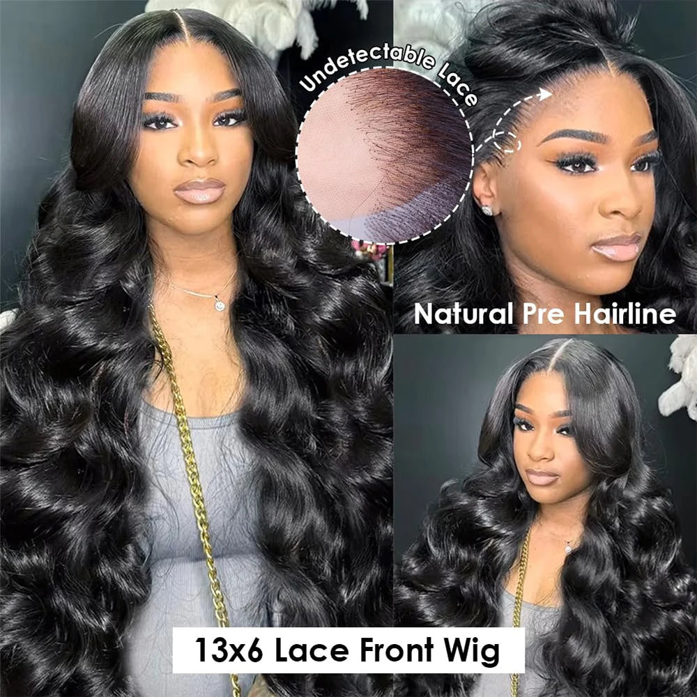13x6 Hd Transparent Lace Front Wigs Human Hair Body Wave Brazilian Black Human Hair Wig Glueless Pre Plucked Wigs For Women