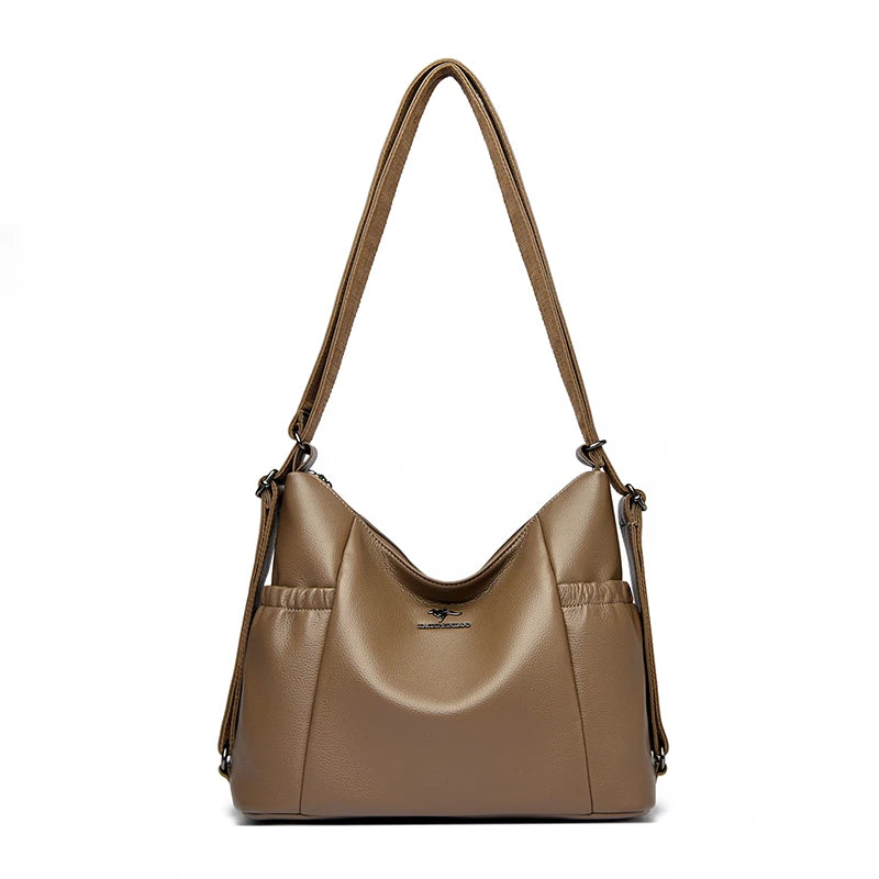 High Quality Soft Pu Leather Shoulder Bags for Women Women Bags Luxury Designer Multifunction Travel BackPack Commuter Handbags