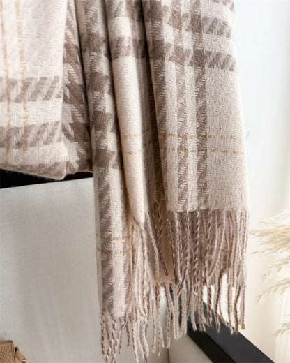 Houndstooth Scarf Men Women Autumn Winter Cashmere Scarves Wrap Student Fashion Thicken Warm Long Tassel Shawl Lady Bufanda New