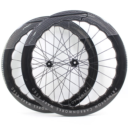 New 700C 65mm wave Road Bike UD Full Carbon Fibre Bicycle Thru Axle Center lock Disc brake Wheelset clincher tubeless rims 25mm