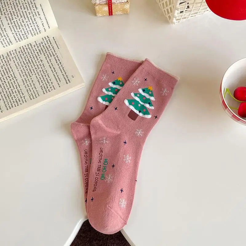 1/4pairs Men Christmas Socks New Year Funny Snowflake Beer Santa Claus Elk Snow Cotton Happy Socks Men Cartoon Women Sokken