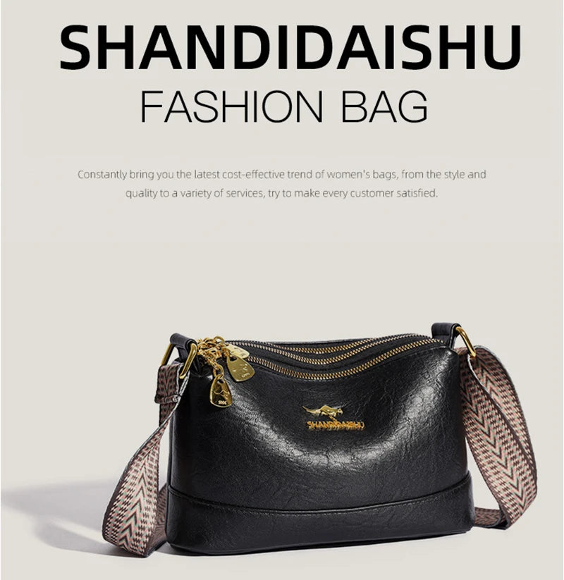 100% Cow Leather High Quality Handbag Purse Women Bag Trend Luxury Designer Shoulder Crossbody Sac Ladies Branded Fashion Totes