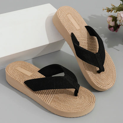 Women's fashion trend Non-slip wear comfortable soft sole lightweight cool mid-heel flip-flops