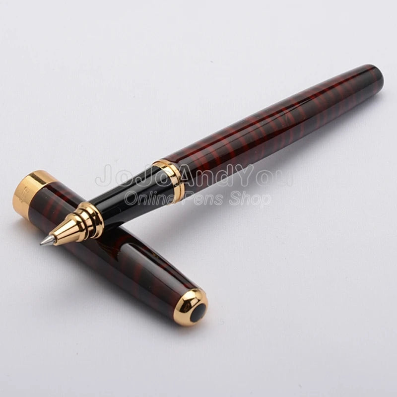 Baoer Red Green Black Blue Grain & Golden Roller Ball Pen BR020