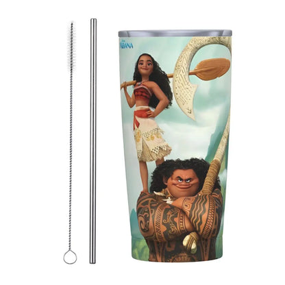 Moana and Pua Cartoon Movie Insulated Tumbler with Straws Stainless Steel Coffee Mugs Double Wall Car Bottle Cups 20oz