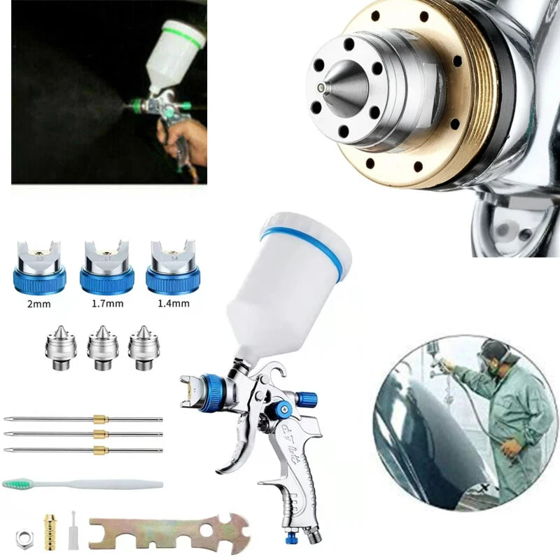 HVLP Spray Gun Adjustable Metal Atomizing Spray Gun for Painting Aerograph Cars Tool Flow Control Sprayer Paint Airbrush Set