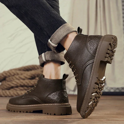 2024 New Men's Shoes High-top Leather Boots Men's Casual Fashion  Boots Retro All-match Work Shoes Fashion Desert Boots