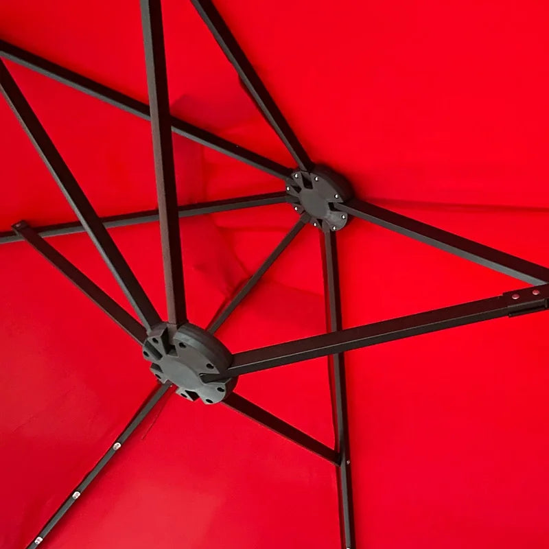 L  New Design Outdoor LED  Solar Powered Parasol 15ft Large Patio Garden Porch Double-sided Umbrella Table Twins Parasol