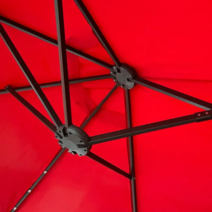 L  New Design Outdoor LED  Solar Powered Parasol 15ft Large Patio Garden Porch Double-sided Umbrella Table Twins Parasol