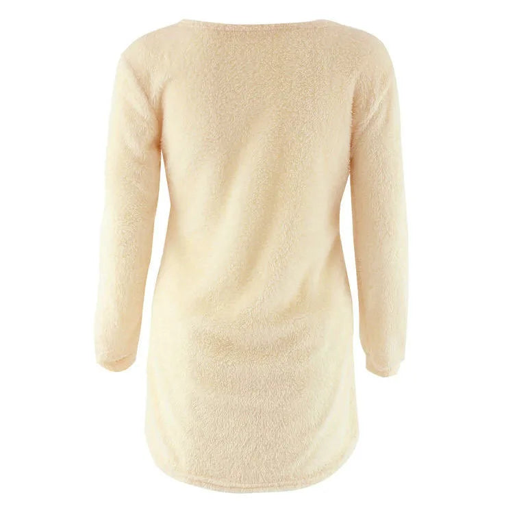 Sweater Woman autumn/winter 2022 Solid Color Long Sleeve O-neck Fleece Sweaters Women Fashion Dropshipping Sale CHD3059