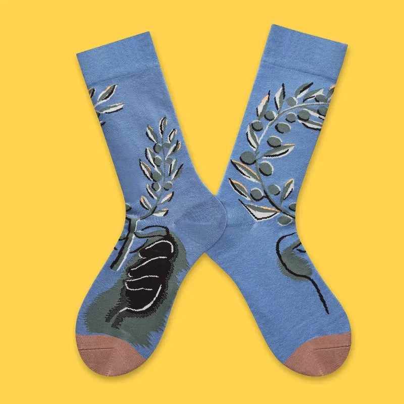 2024 Autumn and winter new socks female French plant series in high tide women's socks  designer socks