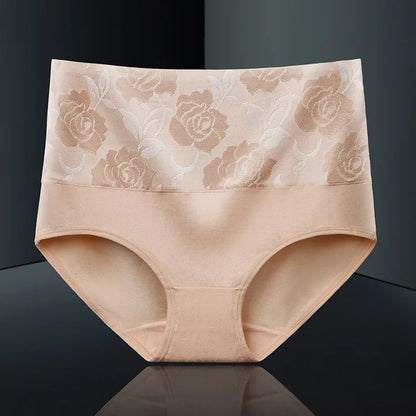 2Pcs Plus Size Women's Cotton Underwear High Waisted Tummy Control Panties Full Coverage Briefs Jacquard Ladies Panty Shaper