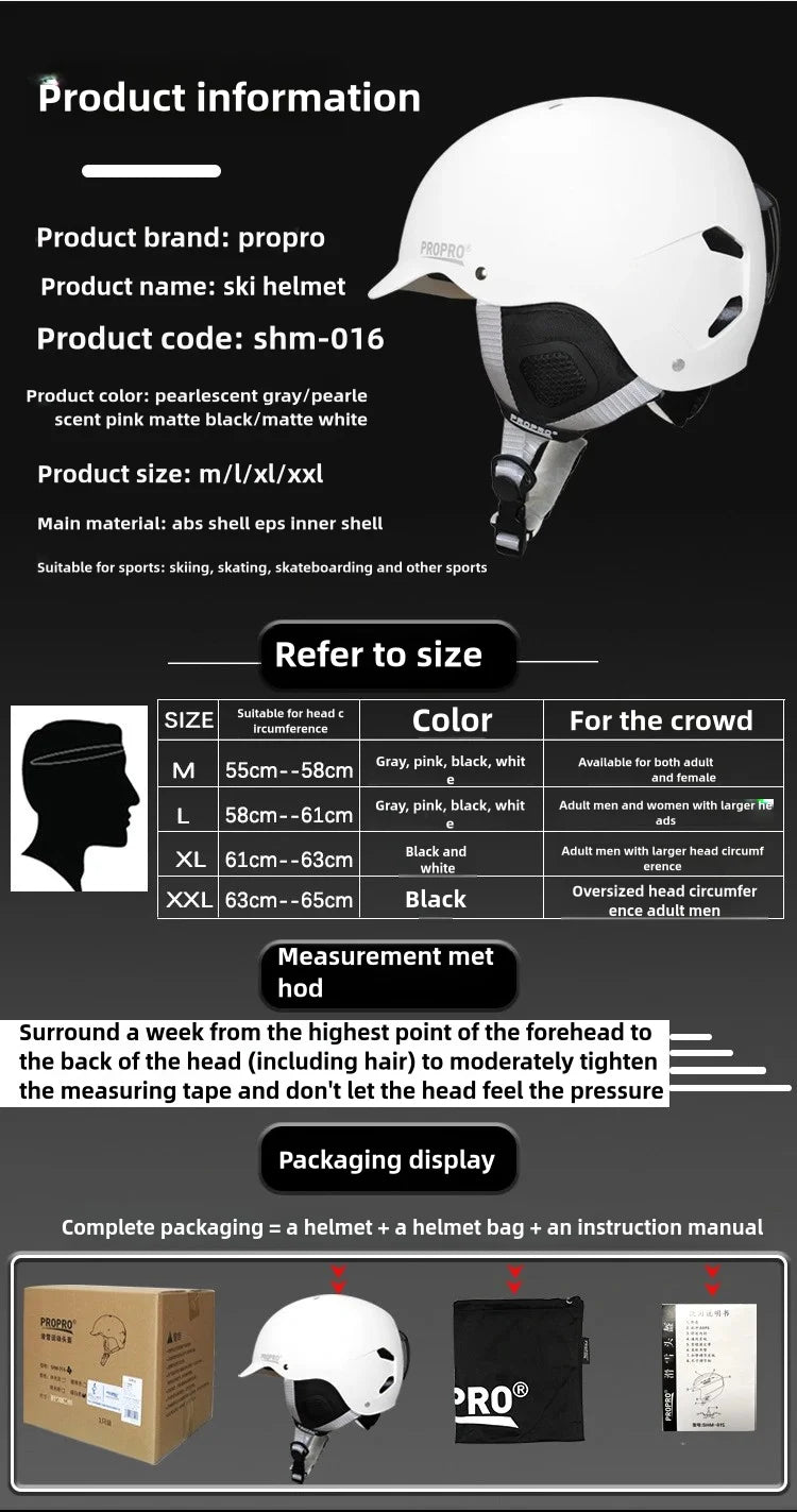 PROPRO Light Ski Helmet With Safety professional Ski Snowboard   motorcycle Integrally-Molded Skiing Snow Husband Men Women