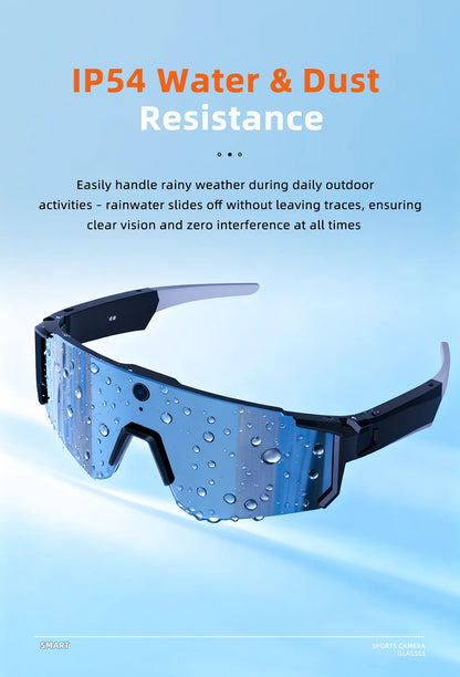 Smart Video Sunglasses 1200P 30fps Action Camera 32GB WiFi App Transfer Dual Anti-Shake AI Object Identify Fast Charge Glasses