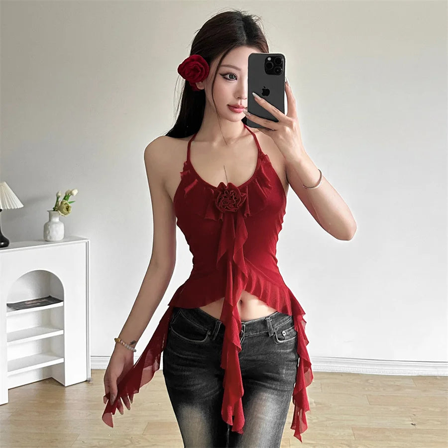 Nibber Hip-hop Summer New Sweet Gentle Cute All-match Fashionable Cool High Street Cool Sexy Women's Thin Backless Halter Vest