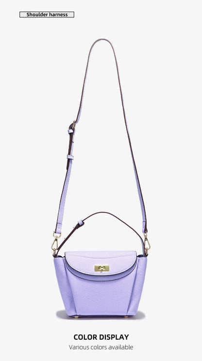 Zency Luxury Genuine Leather Tote Bag For Women Elegant High End Bag Shoulder Crossbody Handbag Top Handle Bags Noble Purple Bag