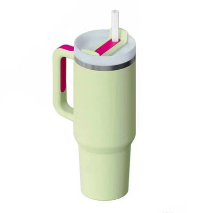 40oz Tumbler with Handle Straw and Silicone Boom Stainless Steel Vacuum Thermos Cup Large Capacity Travel Car Coffee Mug Logo