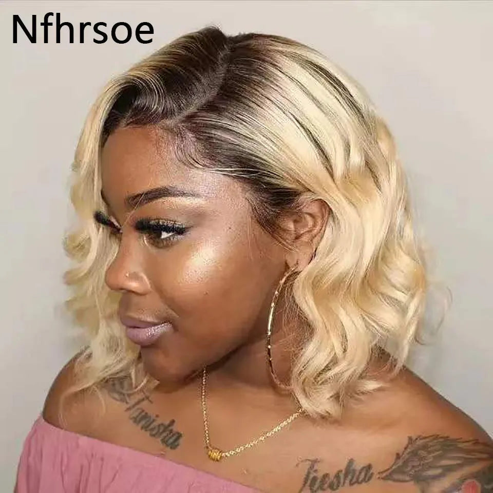 4T 613 Ombre Lace Front Human Hair Wigs Preplucked 13x4 Blonde Wave Lace Front Wig Human Hair Glueless Lace Frontal Wigs
