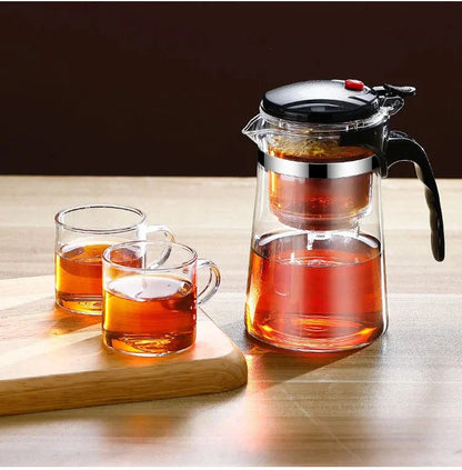 【Household Tea Infuser Kettle】Heat-Resistant Glass Tea Pot with Separator - for Loose Leaf Tea, Herbal Tea & Flower Tea