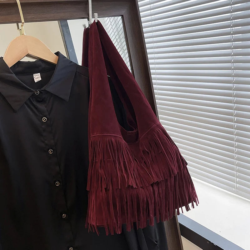 Suede Tassel High Quality Faux Shoulder Bags Fashion Large Capacity Sense of Luxury Popularity Women's Tote Bags Casual New