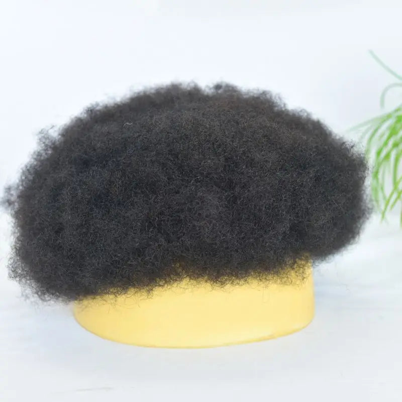 10x8 Inch Full French Lace Afro Curly Topee for Men Human Hair Prosthesis 6mm Wave Black African Men's Wig Replacement System
