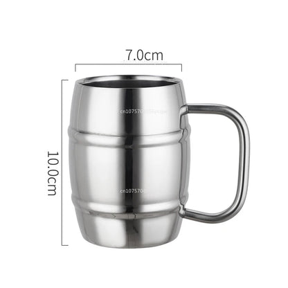 Hot Sale Double Wall Stainless Steel Beer Mug Portable Coffee Tea Cups Travel Tumbler Office Use Water Cup with Handle Drinkware