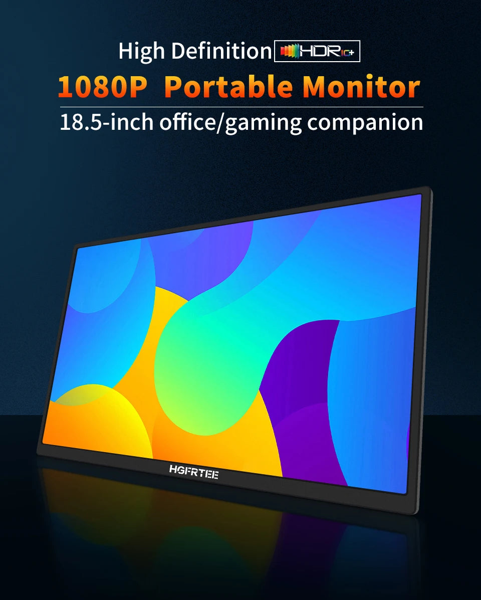 HGFRTEE 18.5inch Portable Monitor 120Hz RGB100% With VESA Hole & Back bracket Laptop Extended Display ADS-IPS HDR Screen