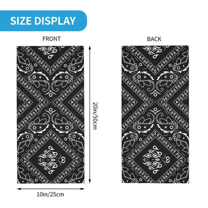 Custom Black Bandana Pattern Bandana Neck Gaiter for Hiking Cycling Women Men Wrap Scarf Paisley Style Headband Warmer
