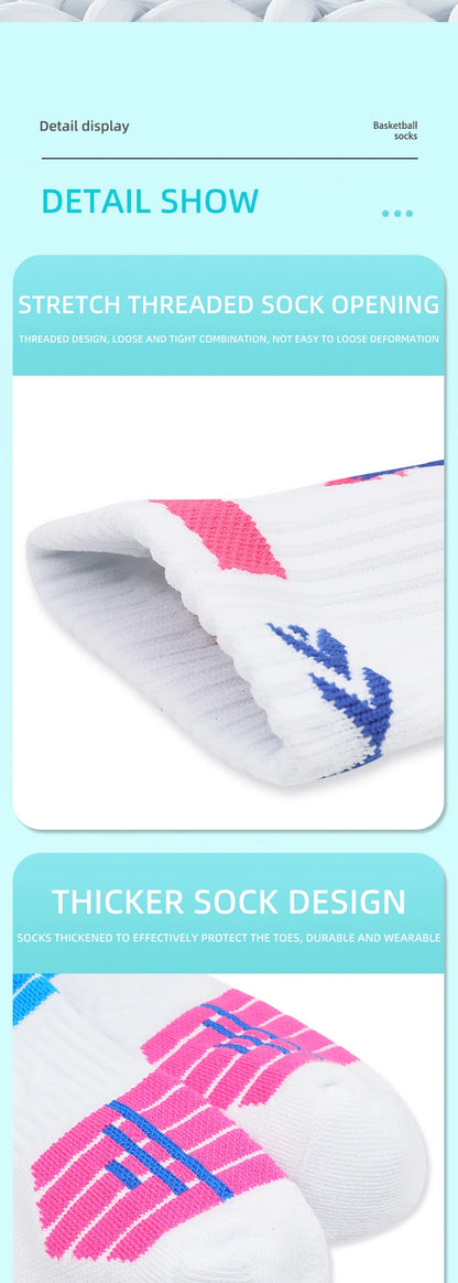 Practical Basketball Socks for Man Kids Thickened Towel Bottom Professional Medium Tube Sports for Elite Running Cycling