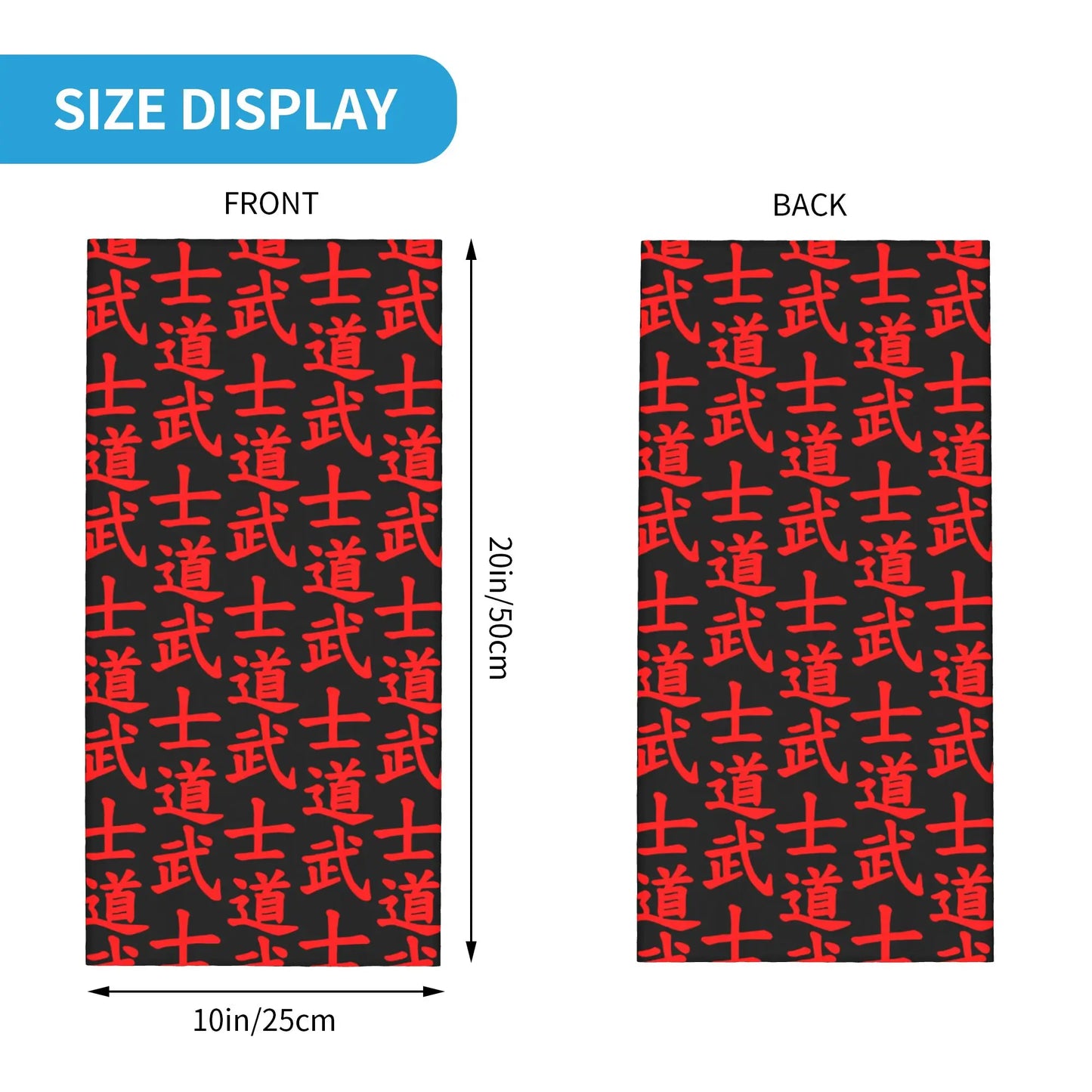 Custom Bushido Kanji Bandana Neck Gaiter for Ski Running Men Women Wrap Scarf Japanese Warrior Samurai Balaclava Warmer
