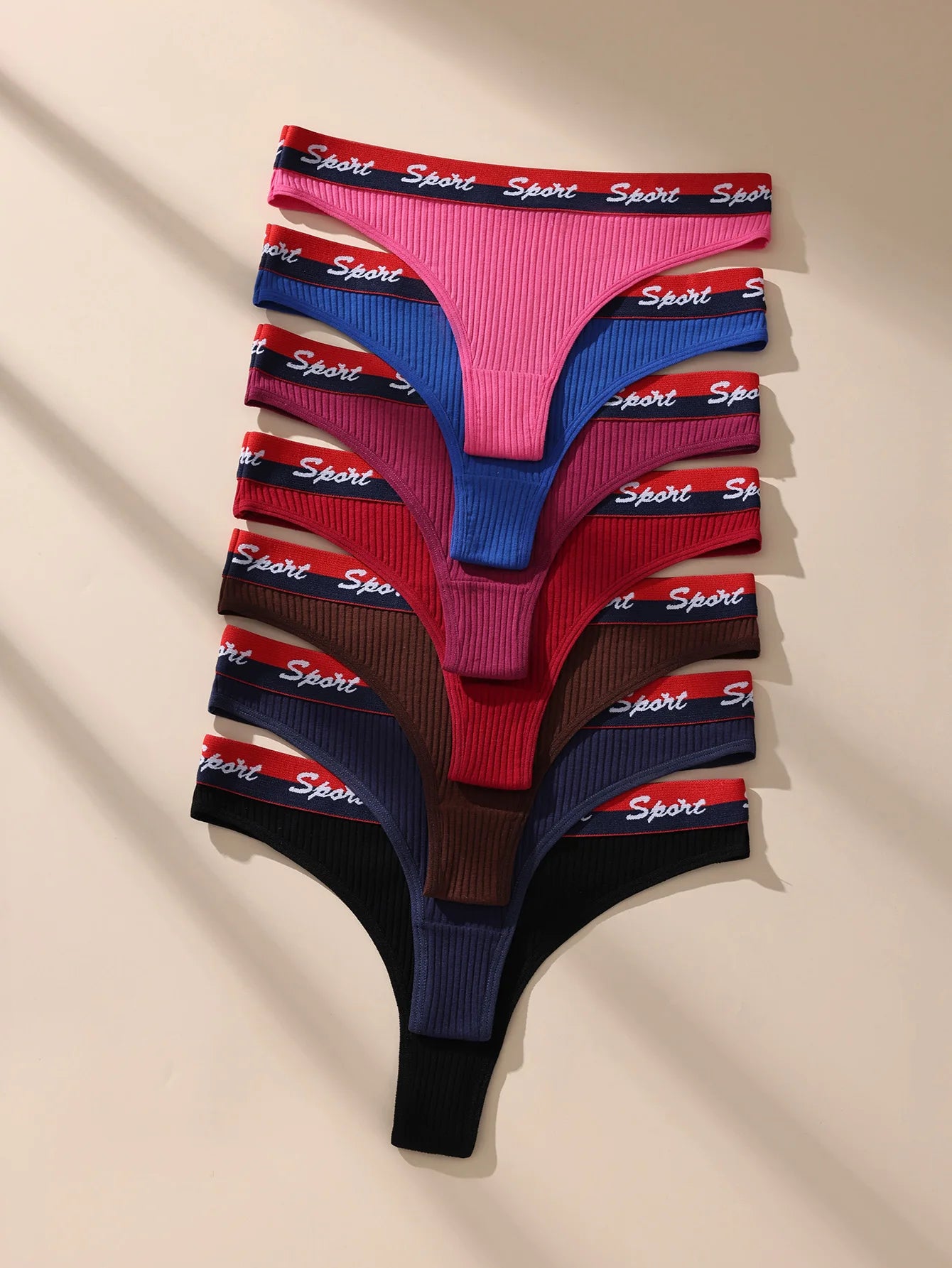 7Pcs Women Thongs Panties Low Waist Underwear Sport Girls Briefs Cotton G-String Breathable Sexy Ladies Panty Female Lingerie