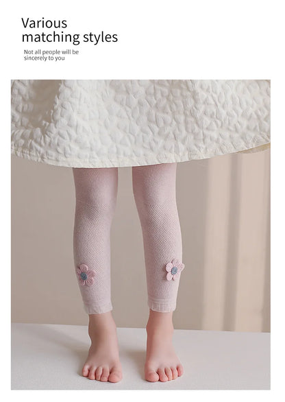 Girls Leggings Kids Hollow Out Pants Summer Children's Clothing Pencil Pants Flower Trousers Korean Style