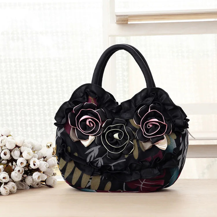 New women's handbag pure color lace zipper handbag mom bag large capacity mobile phone change purse storage bag