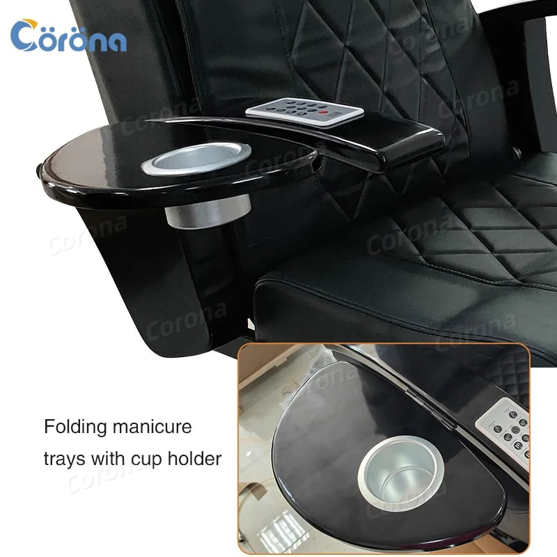 Spa Pedicure Chairs Luxury Nail Salon Reclining Electric Foot Spa Chair Black Pedicure Chair No Plumbing for Sale
