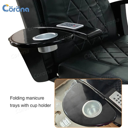 Spa Pedicure Chairs Luxury Nail Salon Reclining Electric Foot Spa Chair Black Pedicure Chair No Plumbing for Sale
